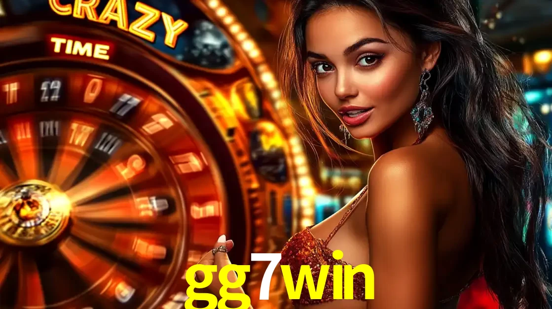 Mulher ao lado da roda de prêmios do jogo de cassino ao vivo Crazy Time, um dos shows de jogos mais emocionantes oferecidos pela plataforma de apostas gg7win.