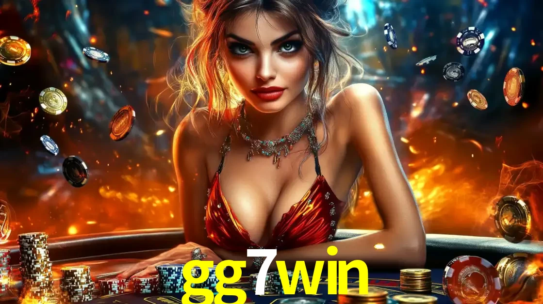 Mulher em uma mesa de cassino com pilhas de fichas e um fundo de fogo, pronta para uma rodada de altas apostas nos jogos de mesa emocionantes do cassino gg7win.